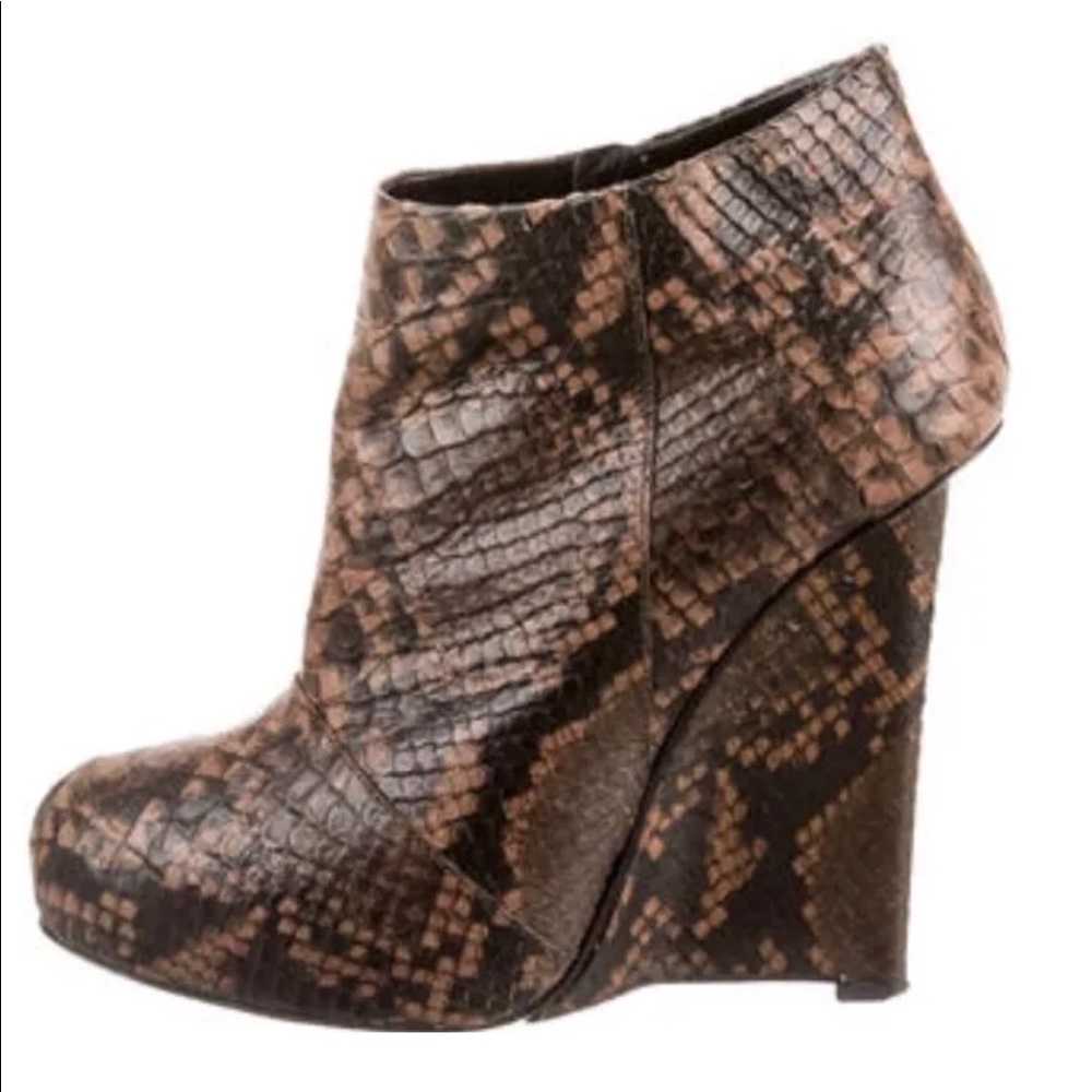 GIUSEPPE ZANOTTI BROWN/BLK PYTHON BOOTIES SZ 6.5